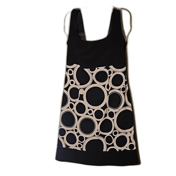 AB Studio Black & White Retro Vibe Dress Womens Size 8 Sleeveless A Line Mod - Picture 1 of 7